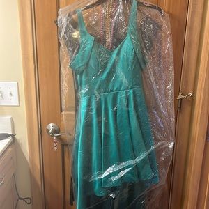 High-Low green prom dress